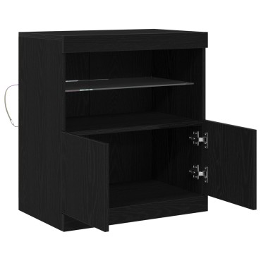 vidaXL Μπουφές με LED Φώτα Μαύρο Δρυς 60x37x67cm 1 τεμ.