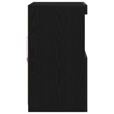 vidaXL Μπουφές με LED Φώτα Μαύρο Δρυς 60x37x67cm 1 τεμ.