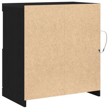 vidaXL Μπουφές με LED Φώτα Μαύρο Δρυς 60x37x67cm 1 τεμ.
