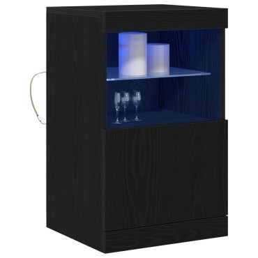 vidaXL Μπουφές με LED Φώτα Μαύρη Δρυς 41x37x67cm 1 τεμ.