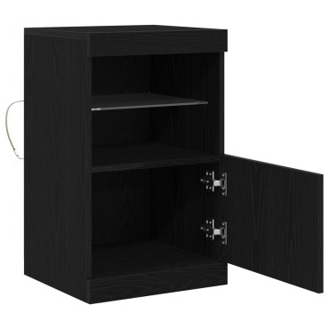 vidaXL Μπουφές με LED Φώτα Μαύρη Δρυς 41x37x67cm 1 τεμ.