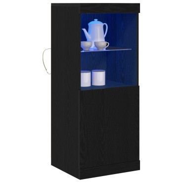 vidaXL Μπουφές με LED Φώτα Μαύρος Δρυς 41x37x100cm 1 τεμ.