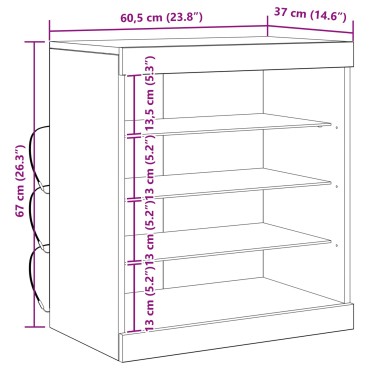vidaXL Μπουφές με LED Φώτα από Καρυδιά 60,5x37x67cm 1 τεμ.