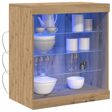 vidaXL Μπουφές με LED Φώτα από Καρυδιά 60,5x37x67cm 1 τεμ.