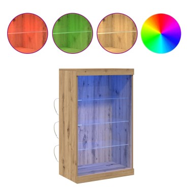 vidaXL Μπουφόνι με LED Φωτισμό Καρυδιά 60,5x37x100cm 1 τεμ.