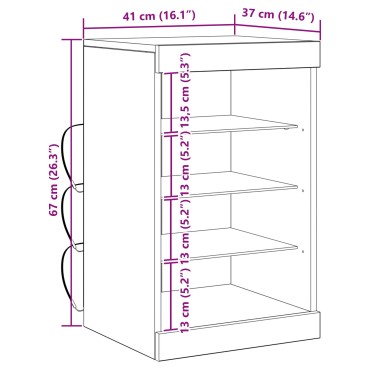 vidaXL Μπουφές με LED Φωτισμό Artisan Oak 41x37x67cm 1 τεμ.