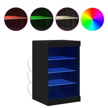 vidaXL Μπουφές με LED Φώτα Μαύρο Δρυς 41x37x67cm 1 τεμ.
