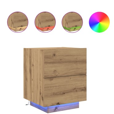 Κομοδίνο vidaXL με LED Φωτιστικά Artisan Oak 45x40x55cm 1 τεμ.