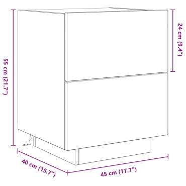 vidaXL Κομοδίνο με LED Φώτα Μαύρη Δρυς 45x40x55 εκ 1 τεμ.