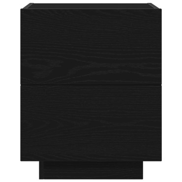 vidaXL Κομοδίνο με LED Φώτα Μαύρη Δρυς 45x40x55 εκ 1 τεμ.