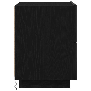 vidaXL Κομοδίνο με LED Φώτα Μαύρη Δρυς 45x40x55 εκ 1 τεμ.
