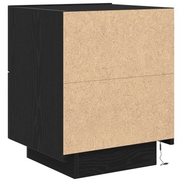 vidaXL Κομοδίνο με LED Φώτα Μαύρη Δρυς 45x40x55 εκ 1 τεμ.