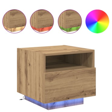 Κομοδίνο vidaXL με LED Φώτα Καρυδί 40x39x37cm 1 τεμ.