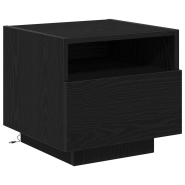 κομοδίνο vidaXL με LED φώτα Μαύρο Δρυς 40x39x37cm 1 τεμ.