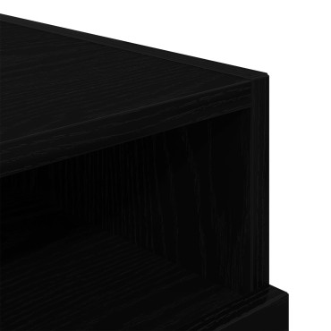 κομοδίνο vidaXL με LED φώτα Μαύρο Δρυς 40x39x37cm 1 τεμ.