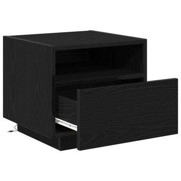 κομοδίνο vidaXL με LED φώτα Μαύρο Δρυς 40x39x37cm 1 τεμ.