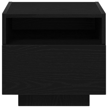 κομοδίνο vidaXL με LED φώτα Μαύρο Δρυς 40x39x37cm 1 τεμ.
