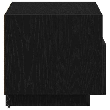 κομοδίνο vidaXL με LED φώτα Μαύρο Δρυς 40x39x37cm 1 τεμ.