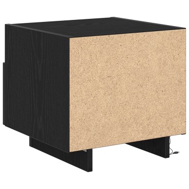 κομοδίνο vidaXL με LED φώτα Μαύρο Δρυς 40x39x37cm 1 τεμ.