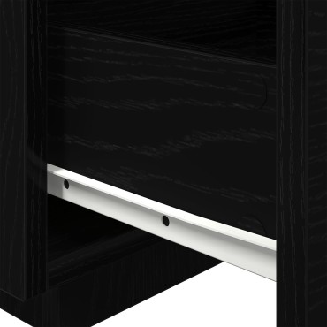 κομοδίνο vidaXL με LED φώτα Μαύρο Δρυς 40x39x37cm 1 τεμ.