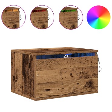 κομοδίνο vidaXL με LED τοίχου παλιά ξυλεία 50x36x30cm 1 τεμ.