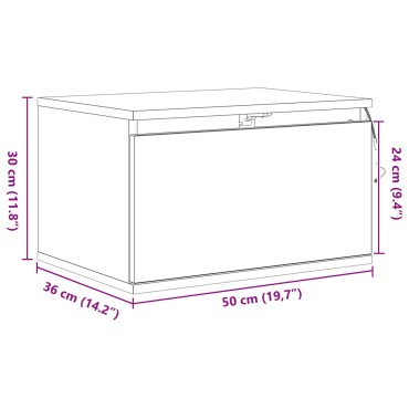 κομοδίνο vidaXL με LED τοίχου Μαύρη Δρυς 50x36x30 εκ 1 τεμ.