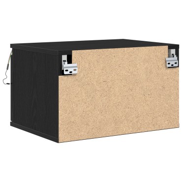 κομοδίνο vidaXL με LED τοίχου Μαύρη Δρυς 50x36x30 εκ 1 τεμ.