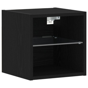 vidaXL LED TV Cabinet Μαύρη Δρυς 30x28,5x30cm Μηχανικής Ξυλείας