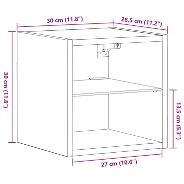 vidaXL LED TV Cabinet Μαύρη Δρυς 30x28,5x30cm Μηχανικής Ξυλείας