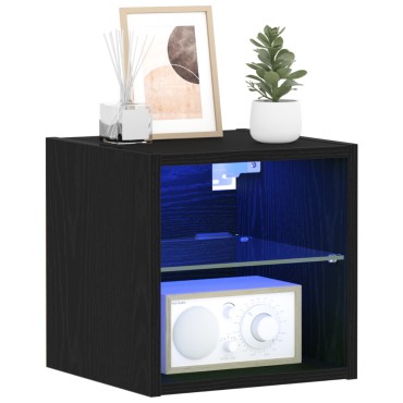 vidaXL LED TV Cabinet Μαύρη Δρυς 30x28,5x30cm Μηχανικής Ξυλείας