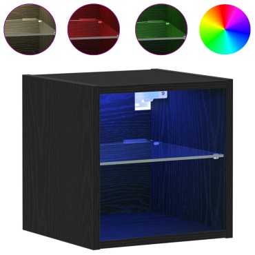 vidaXL LED TV Cabinet Μαύρη Δρυς 30x28,5x30cm Μηχανικής Ξυλείας