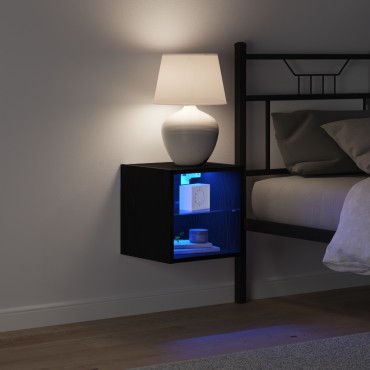 vidaXL LED TV Cabinet Μαύρη Δρυς 30x28,5x30cm Μηχανικής Ξυλείας