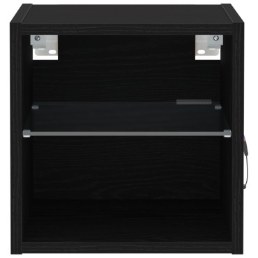vidaXL LED TV Cabinet Μαύρη Δρυς 30x28,5x30cm Μηχανικής Ξυλείας