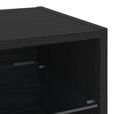 vidaXL LED TV Cabinet Μαύρη Δρυς 30x28,5x30cm Μηχανικής Ξυλείας