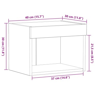 vidaXL Ντουλάπι Τοίχου με LED Φώτα Ξύλο Artisan 40x30x30cm