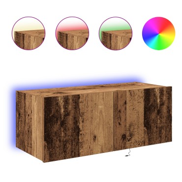 vidaXL Ντουλάπι τοίχου TV με φώτα LED παλιού ξύλου 80x35x31cm