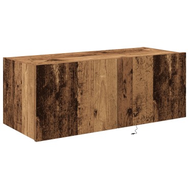 vidaXL Ντουλάπι τοίχου TV με φώτα LED παλιού ξύλου 80x35x31cm