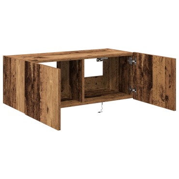 vidaXL Ντουλάπι τοίχου TV με φώτα LED παλιού ξύλου 80x35x31cm