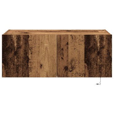 vidaXL Ντουλάπι τοίχου TV με φώτα LED παλιού ξύλου 80x35x31cm