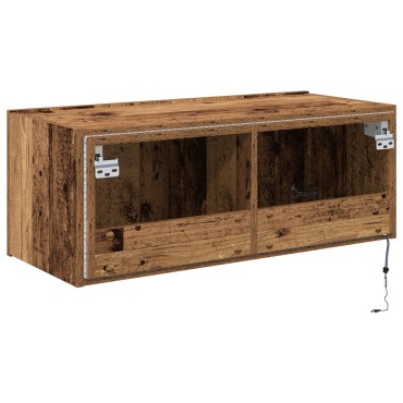 vidaXL Ντουλάπι τοίχου TV με φώτα LED παλιού ξύλου 80x35x31cm