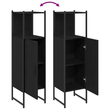vidaXL Ντουλάπι Μπάνιου Μαύρο Δρυς 33x33x120,5cm Επεξεργασμένο ξύλο 1 τεμ.