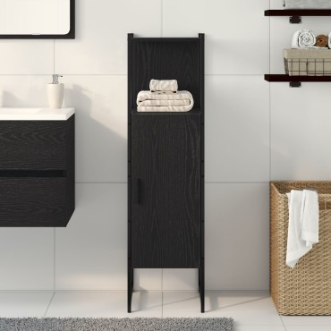 vidaXL Ντουλάπι Μπάνιου Μαύρο Δρυς 33x33x120,5cm Επεξεργασμένο ξύλο 1 τεμ.