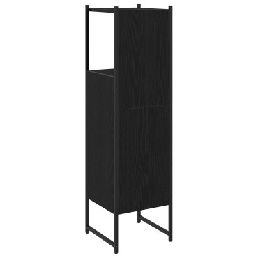 vidaXL Ντουλάπι Μπάνιου Μαύρο Δρυς 33x33x120,5cm Επεξεργασμένο ξύλο 1 τεμ.