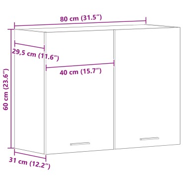 vidaXL Μαύρο Διπλό Ντουλάπι - 80x31x60cm - Κατασκευασμένο από Επεξεργασμένο Ξύλο