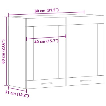 vidaXL Μαύρος Δρυς Κρέμαστο Γυάλινο Ντουλάπι 80x31x60cm από Επεξεργασμένο Ξύλο