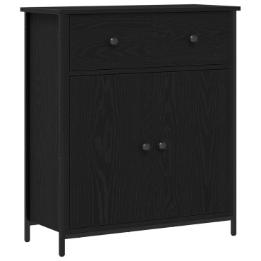 vidaXL Μπουφές Μαύρο Δρυς 70x30x80cm Κατασκευασμένο από Τεχνητό Ξύλο και Ατσάλι 1 τεμ.