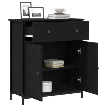 vidaXL Μπουφές Μαύρο Δρυς 70x30x80cm Κατασκευασμένο από Τεχνητό Ξύλο και Ατσάλι 1 τεμ.