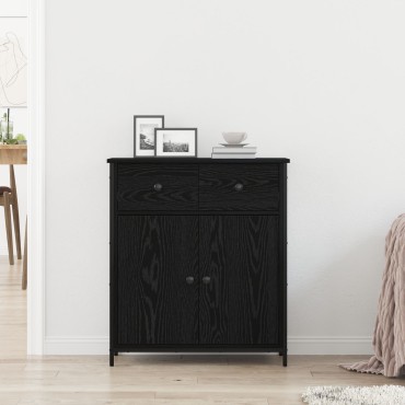 vidaXL Μπουφές Μαύρο Δρυς 70x30x80cm Κατασκευασμένο από Τεχνητό Ξύλο και Ατσάλι 1 τεμ.