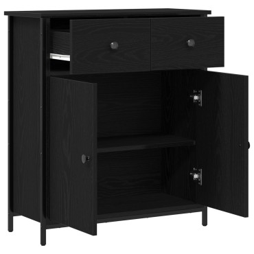 vidaXL Μπουφές Μαύρο Δρυς 70x30x80cm Κατασκευασμένο από Τεχνητό Ξύλο και Ατσάλι 1 τεμ.