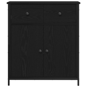 vidaXL Μπουφές Μαύρο Δρυς 70x30x80cm Κατασκευασμένο από Τεχνητό Ξύλο και Ατσάλι 1 τεμ.